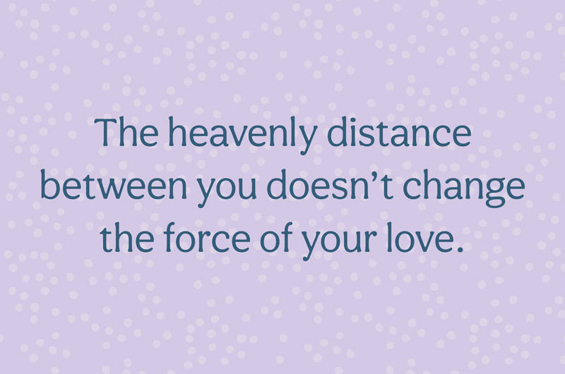 A typeset quote in dark blue text on a light purple background scattered with light gray polka dots; the quote reads,