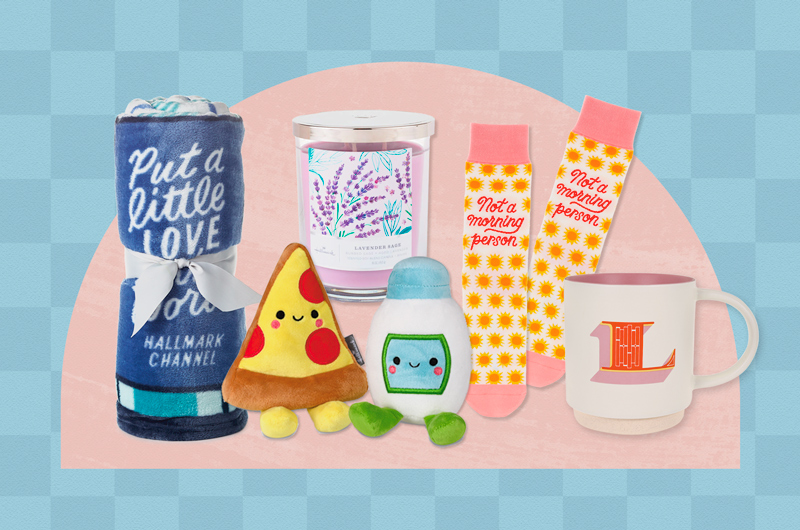 A selection of cozy gifts meant for a college student who's a homebody.