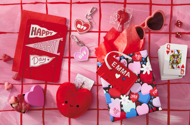 A collection of gifts for a friend on Galentine's Day that includes a card that reads,